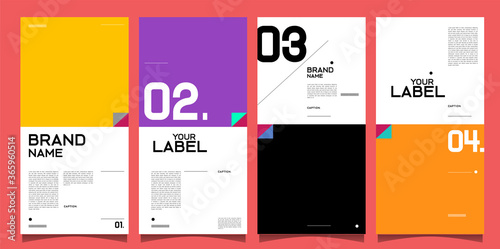 Vector brand label, banner and social media post layout design template

