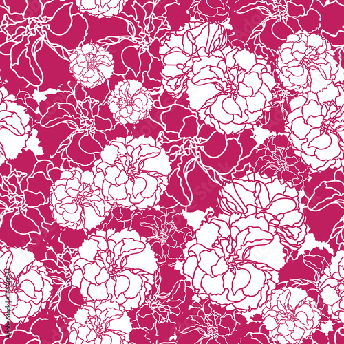 abstract hand drawn floral on scarlet background seamless pattern design