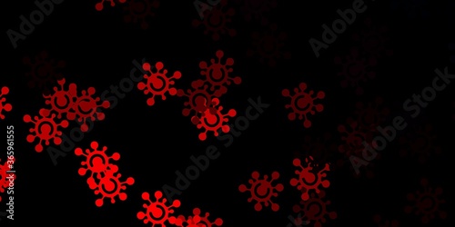 Dark red vector backdrop with virus symbols.