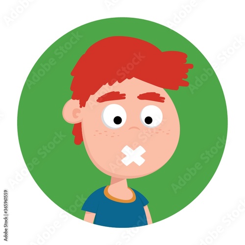 boy with bandage on mouth