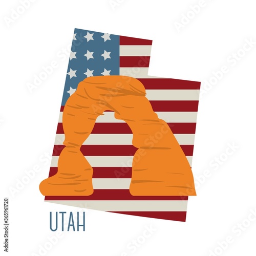 utah state map with delicate arch