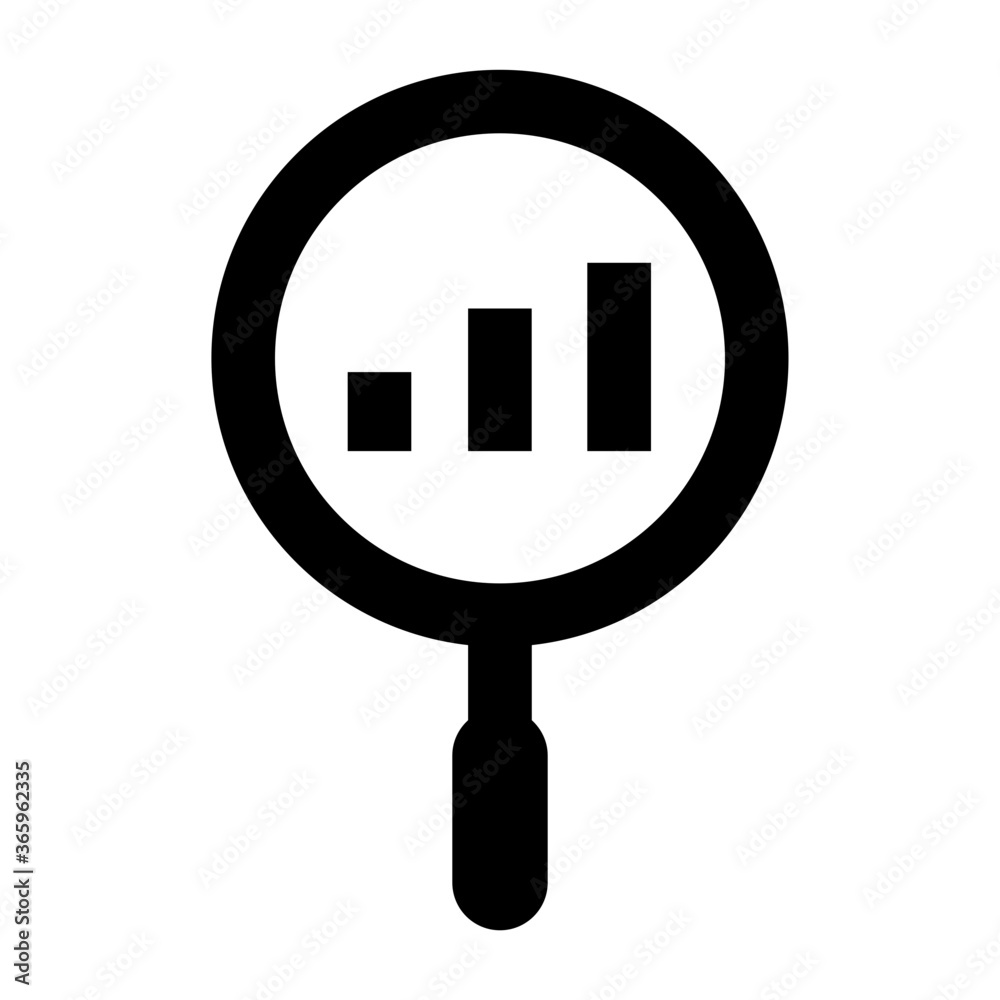 Business analysis with magnifying glass Business analysis with magnifying glass
