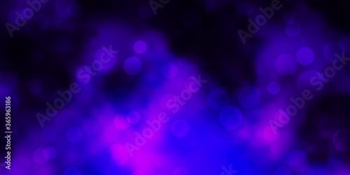 Dark Purple vector texture with disks. Modern abstract illustration with colorful circle shapes. Pattern for websites.