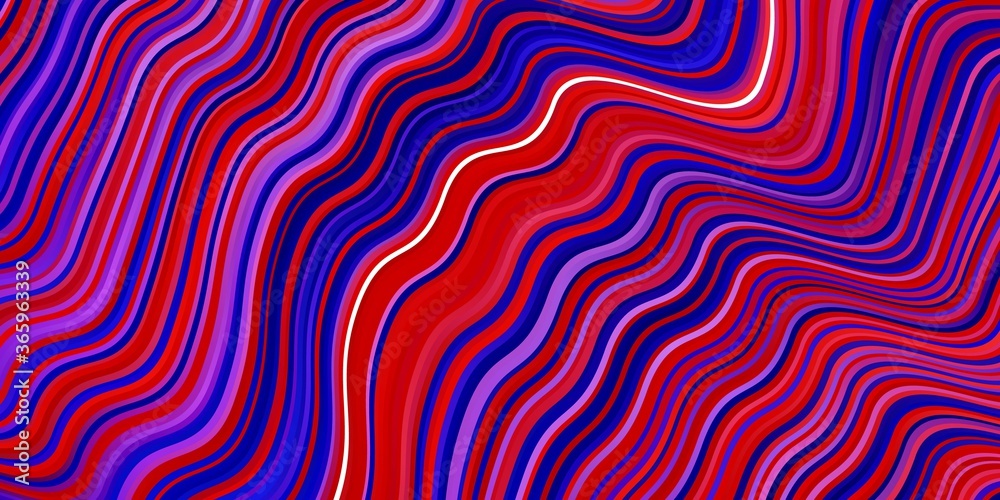 Fototapeta premium Light Blue, Red vector template with wry lines. Colorful illustration with curved lines. Template for cellphones.