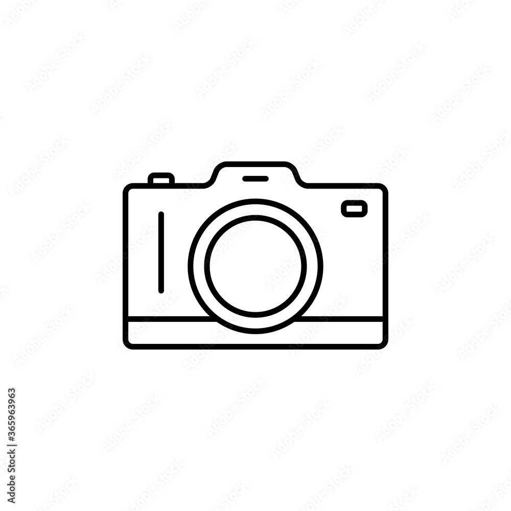Camera Black Line Icon. Simple and minimalist. Thin and Outline Style. Can use for web, apps, or logo. Vector illustration. Home Electronic Icon. Camera Black Line Icon. Simple and minimalist. Thin and Outline Style. Can use for web, apps, or logo. Vector illustration. Home Electronic Icon.