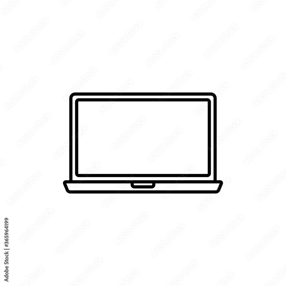 Laptop Black Line Icon. Simple and minimalist. Thin and Outline Style. Can use for web, apps, or logo. Vector illustration. Home Electronic Icon. Laptop Black Line Icon. Simple and minimalist. Thin and Outline Style. Can use for web, apps, or logo. Vector illustration. Home Electronic Icon.