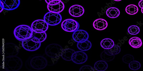 Dark Purple vector texture with religion symbols.