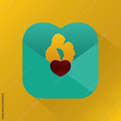 couple kissing in an envelope