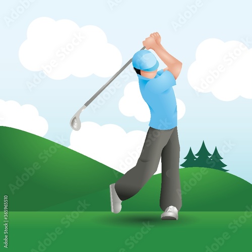 man striking golf ball