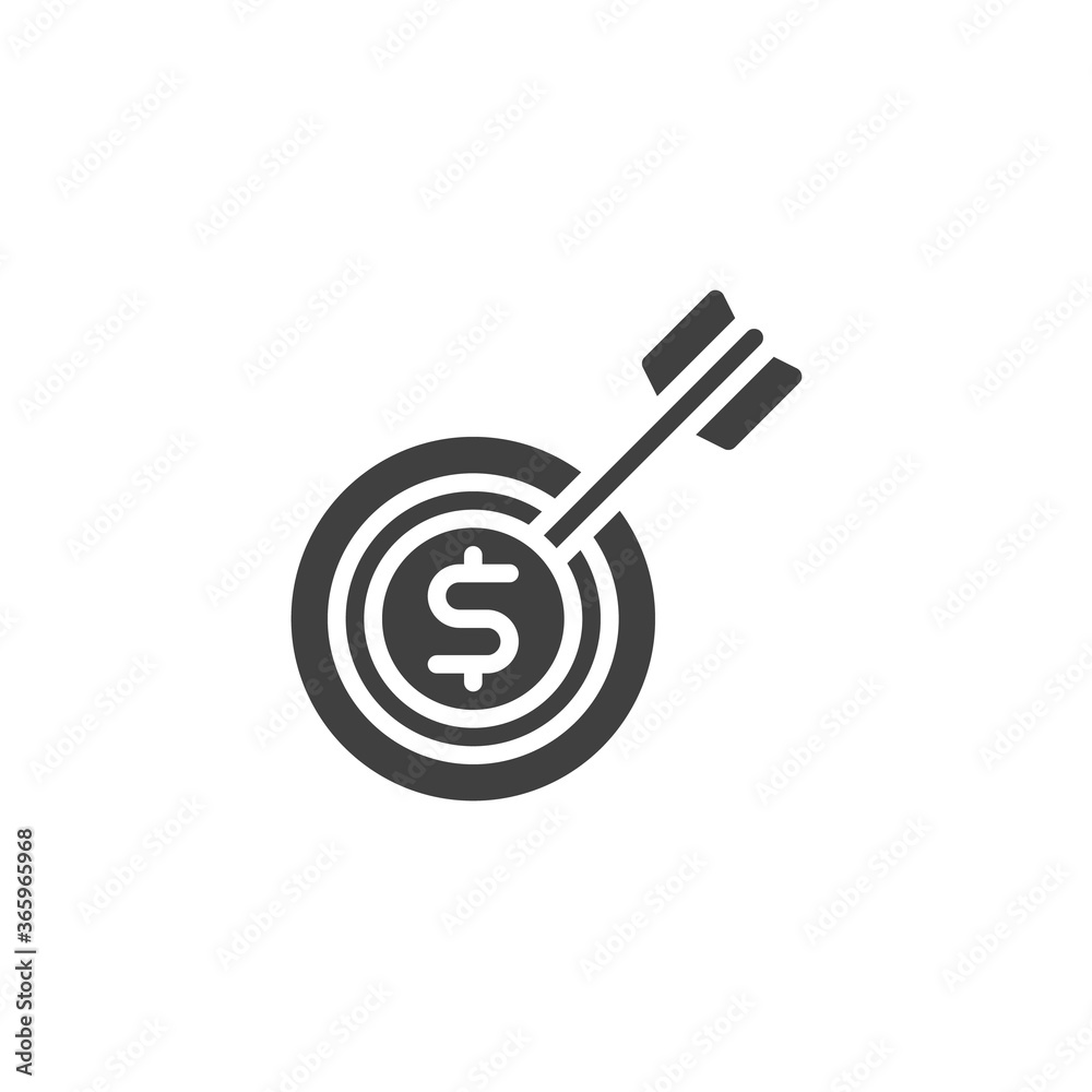 Money Target vector icon. filled flat sign for mobile concept and web design. Success business glyph icon. Symbol, logo illustration. Vector graphics Money Target vector icon. filled flat sign for mobile concept and web design. Success business glyph icon. Symbol, logo illustration. Vector graphics