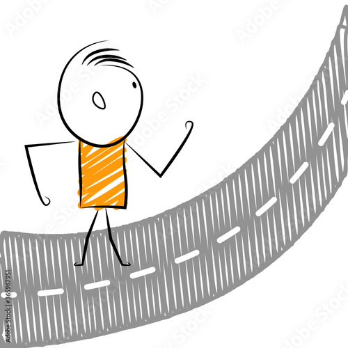 cartoon stickman: jogging, walking,run, hurry up. Vector Illustration