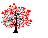 Vector Illustration Abstract Love tree with heart leaves.