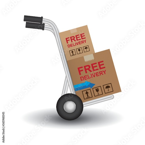 hand truck with delivery boxes