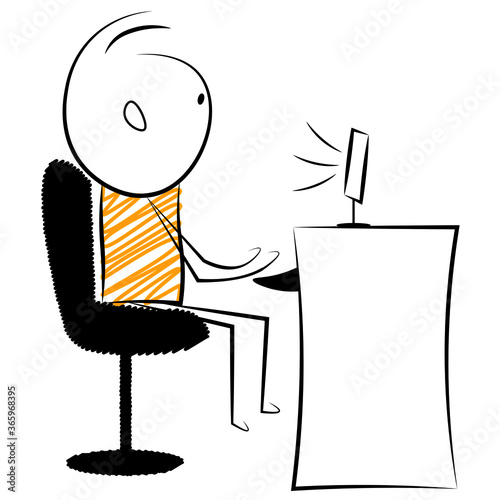 cartoon stickman: coronavirus, work from home. Vector Illustration