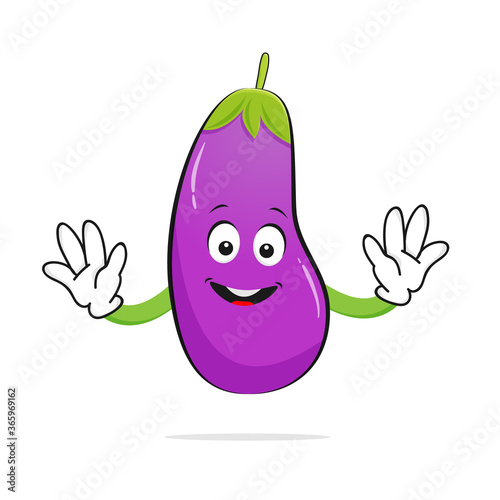 The Eggplant character smiles on the white background - vector