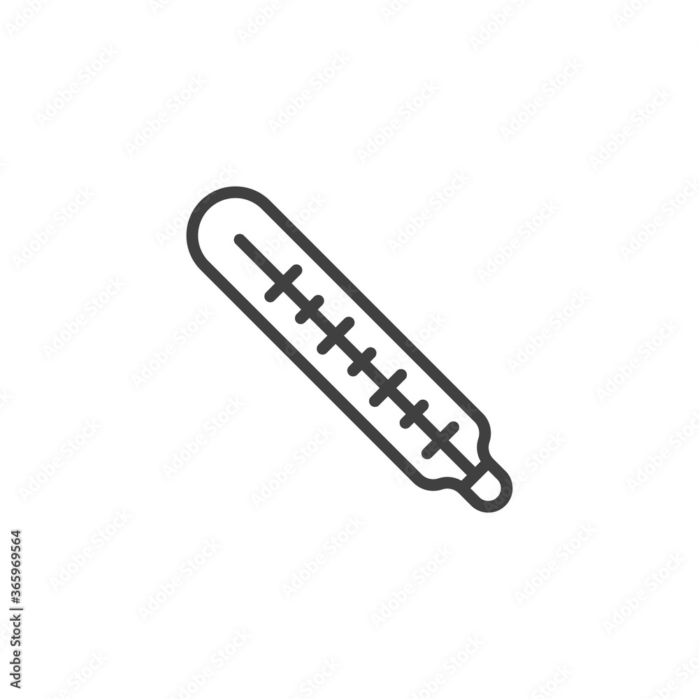 Medical thermometer line icon. linear style sign for mobile concept and web design. Temperature thermometer outline vector icon. Symbol, logo illustration. Vector graphics Medical thermometer line icon. linear style sign for mobile concept and web design. Temperature thermometer outline vector icon. Symbol, logo illustration. Vector graphics