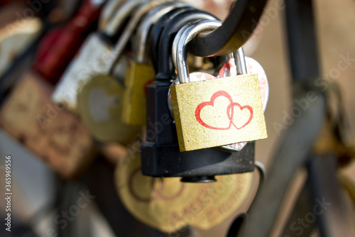 iron locks on the bridge, wedding ceremony