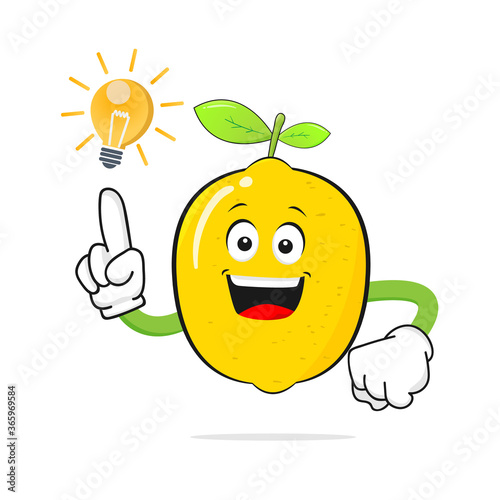 The Lime juice character smiles finding ideas on a white background - vector