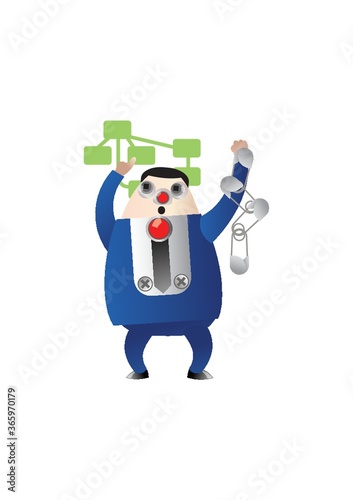 businessman with chart and safety pins
