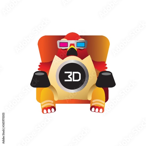 hen watching 3d movie