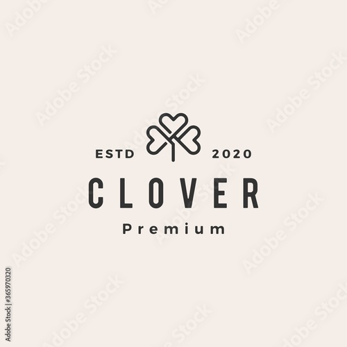 clover leaf hipster vintage logo vector icon illustration
