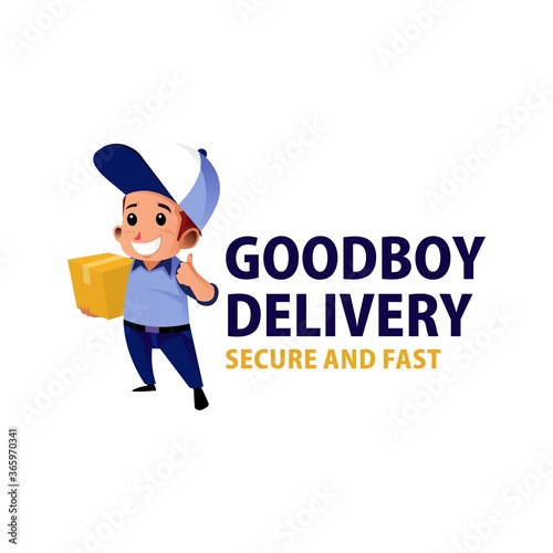 delivery courier boy mascot character logo vector icon illustration