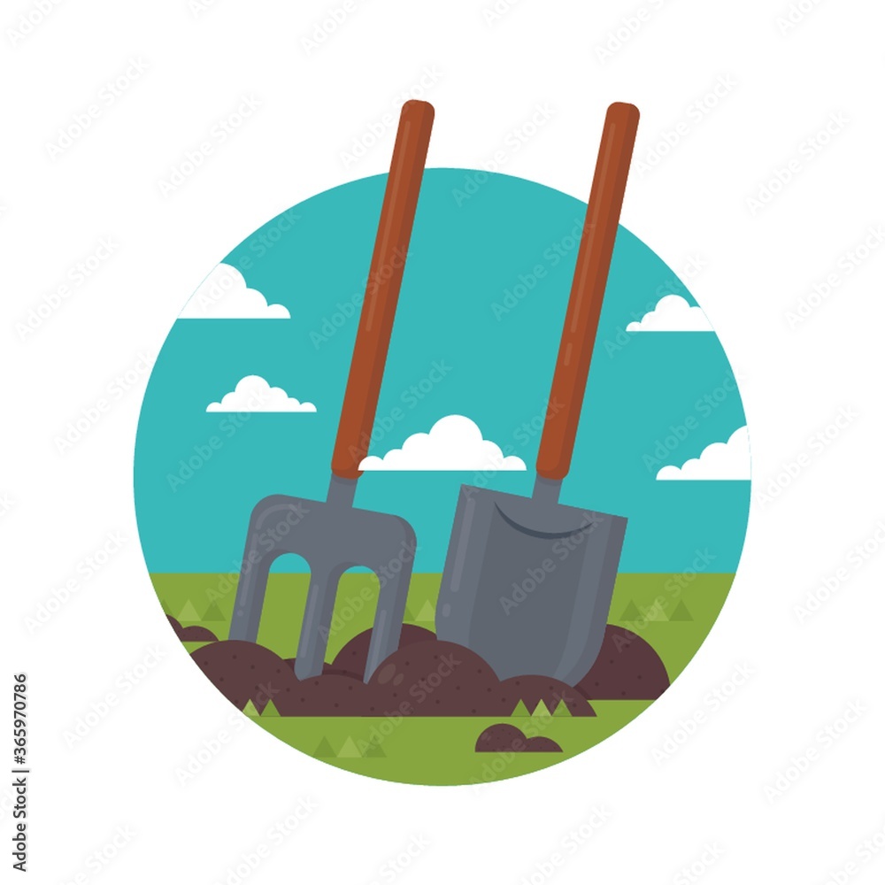 Fototapeta premium shovel and pitchfork