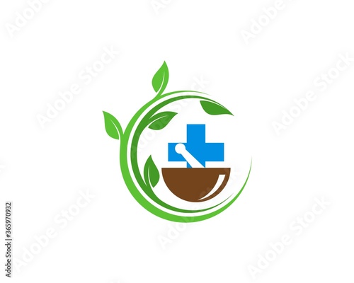 Circle tree branch with mortal an pestle inside