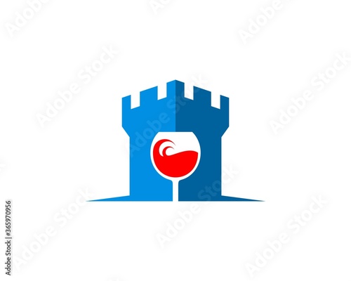 Blue fortress with wine glass inside