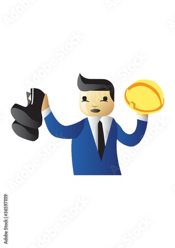 businessman with hard cap and boots