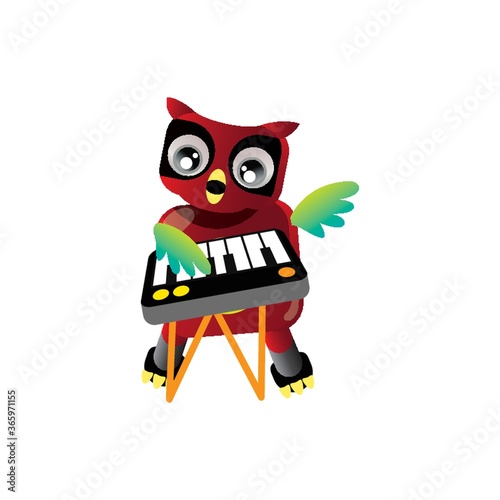 owl with piano key board