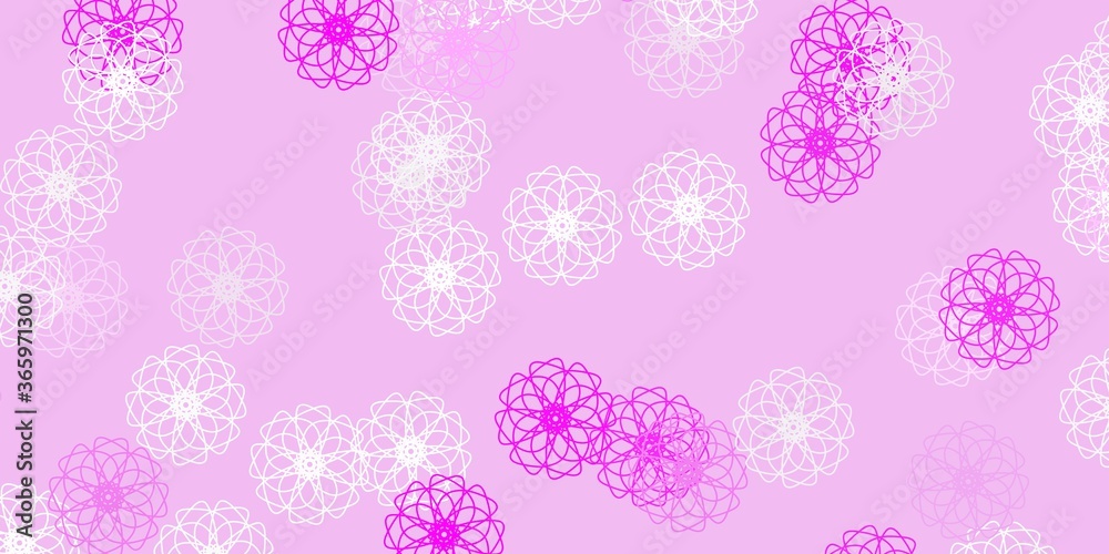 Light pink vector doodle pattern with flowers.