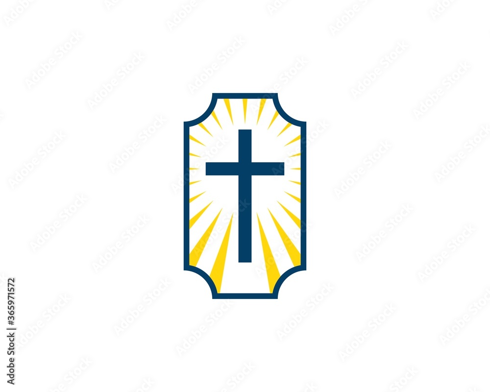 Obraz premium Religion cross light inside the shield frame