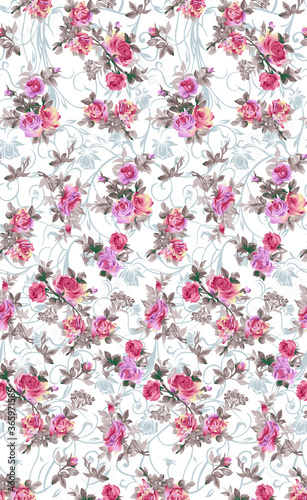 Elegant stylish spring floral seamless pattern with dots and lineart. © Ashash