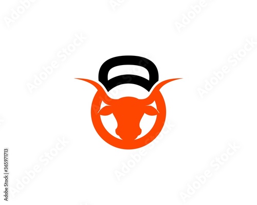 Black and orange kettle bell with head bull inside