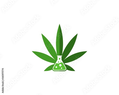 Laboratory research with cannabis leaf