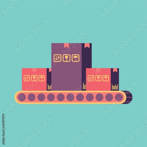 parcels on the conveyor belt