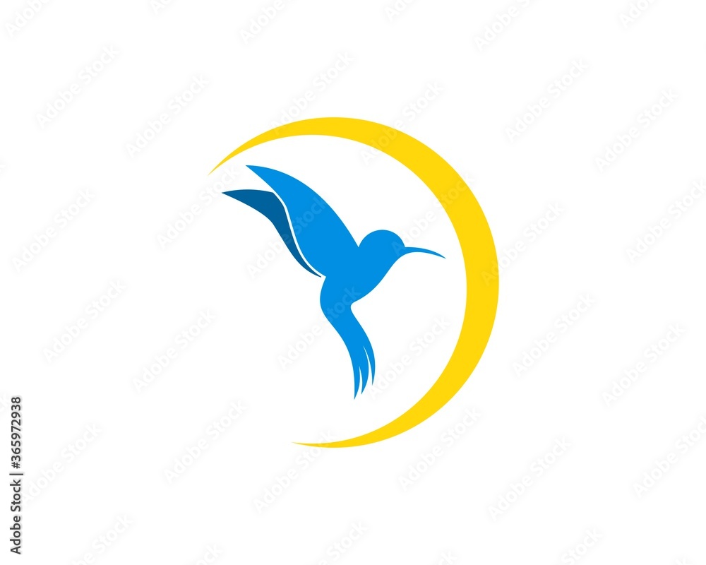Yellow flying bird and swoosh Yellow flying bird and swoosh