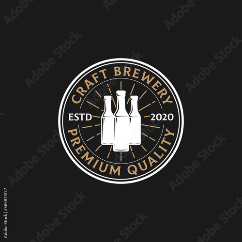 Rustic,retro badge craft brewery logo design, best for brew house, bar, pub, brewing company branding and identity