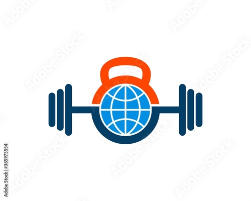 Kettle bell and barbell with globe inside