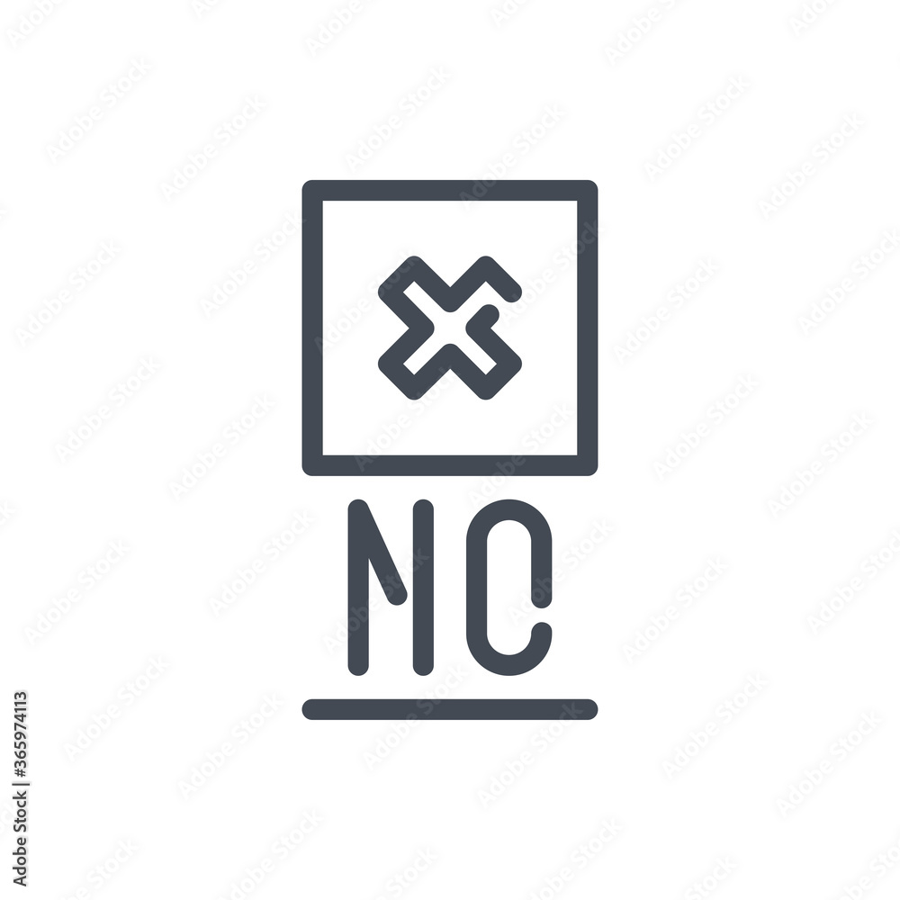 No with Cross line icon. No Vote vector outline sign.
