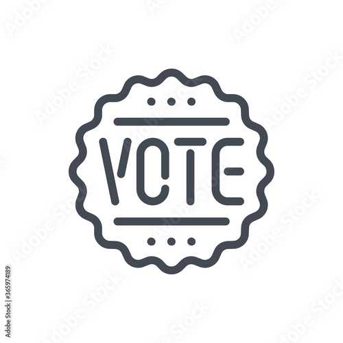 VOTE Badge line icon. Vote Ribbon Emblem vector outline sign.