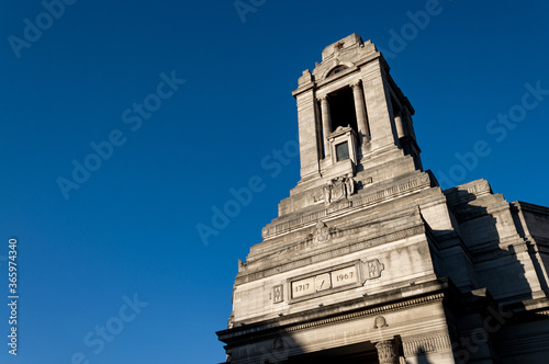 Картината върху платно Secret society, iconic British landmarks and freemason symbolism concept with ph
