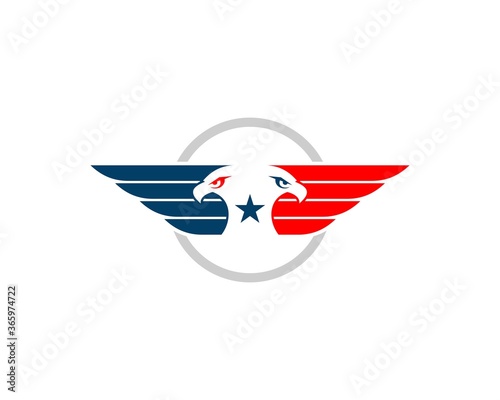 Circle shape with double wings eagle