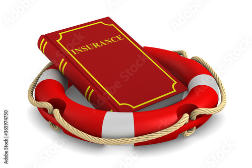 Red book and lifebuoy on wh...