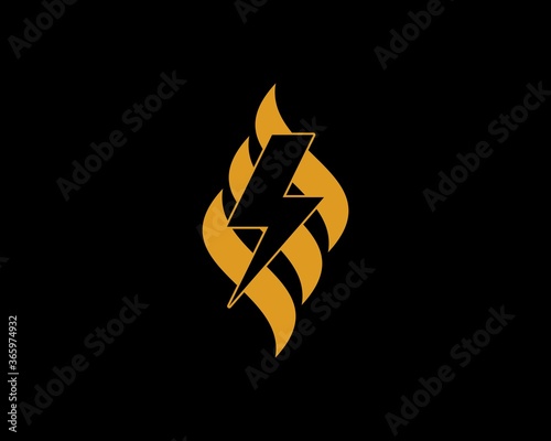 Electrical symbol inside golden waves