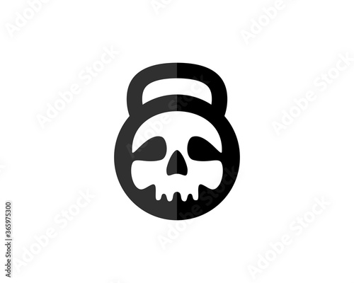 Black kettle bell with skull head inside