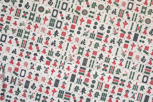 Εκτύπωση καμβά stacked mahjong tiles background