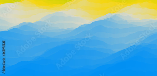 Seascape with sun. Sunset.  Can be used as a greeting card. Vector illustration.