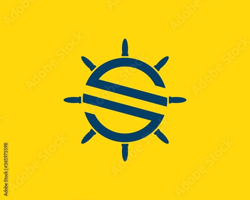 S letter with sunbeam